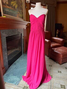 NWT Mori Lee 21565 Fuchsia Chiffon Strapless Gown - Size 20
